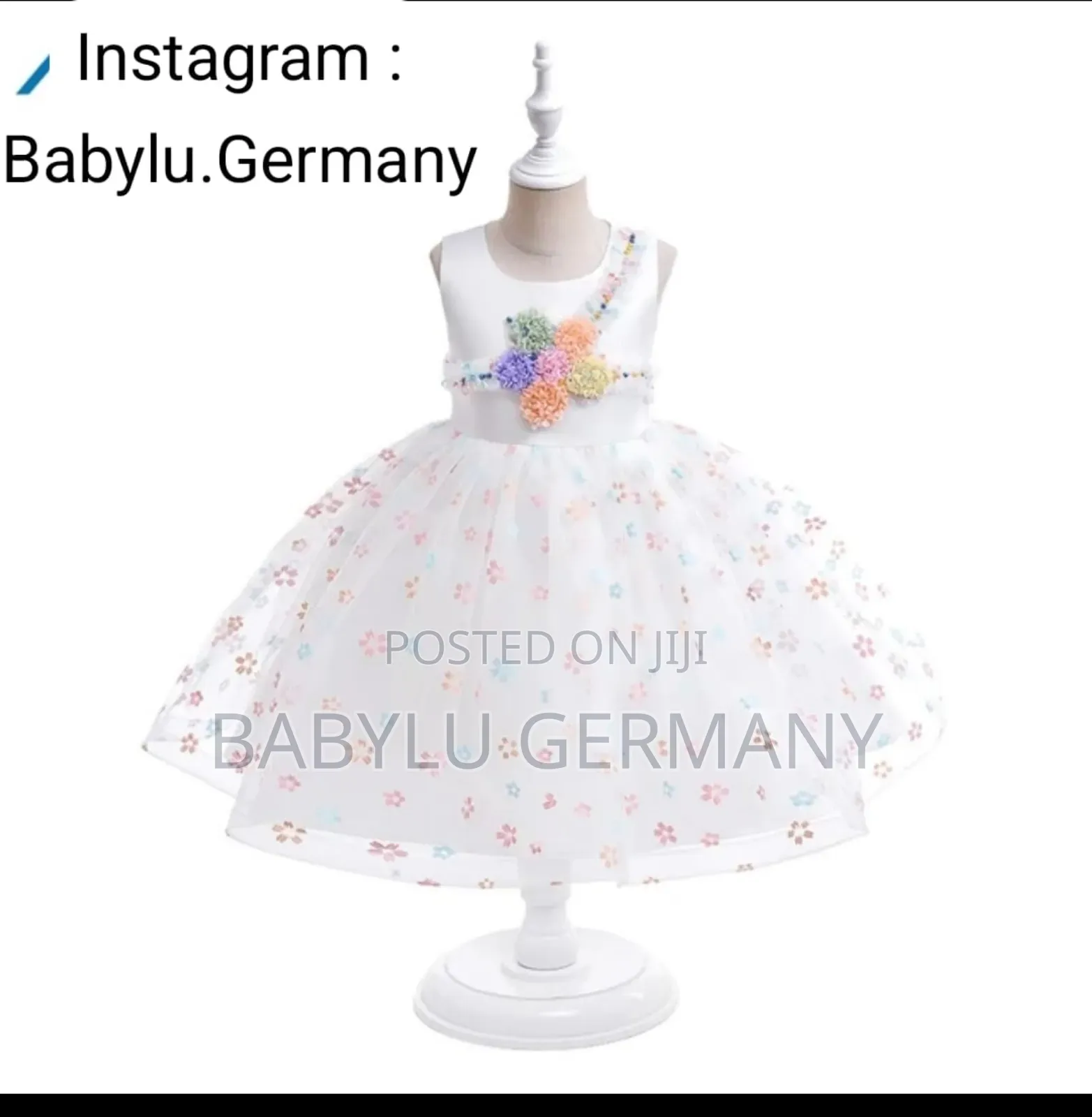 White Flower Pattern Dress / Ball Gown For Girls