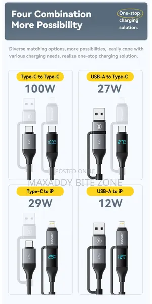 2m Essager 4 In 1 Digital Display Usb Cable Type C100w Pd