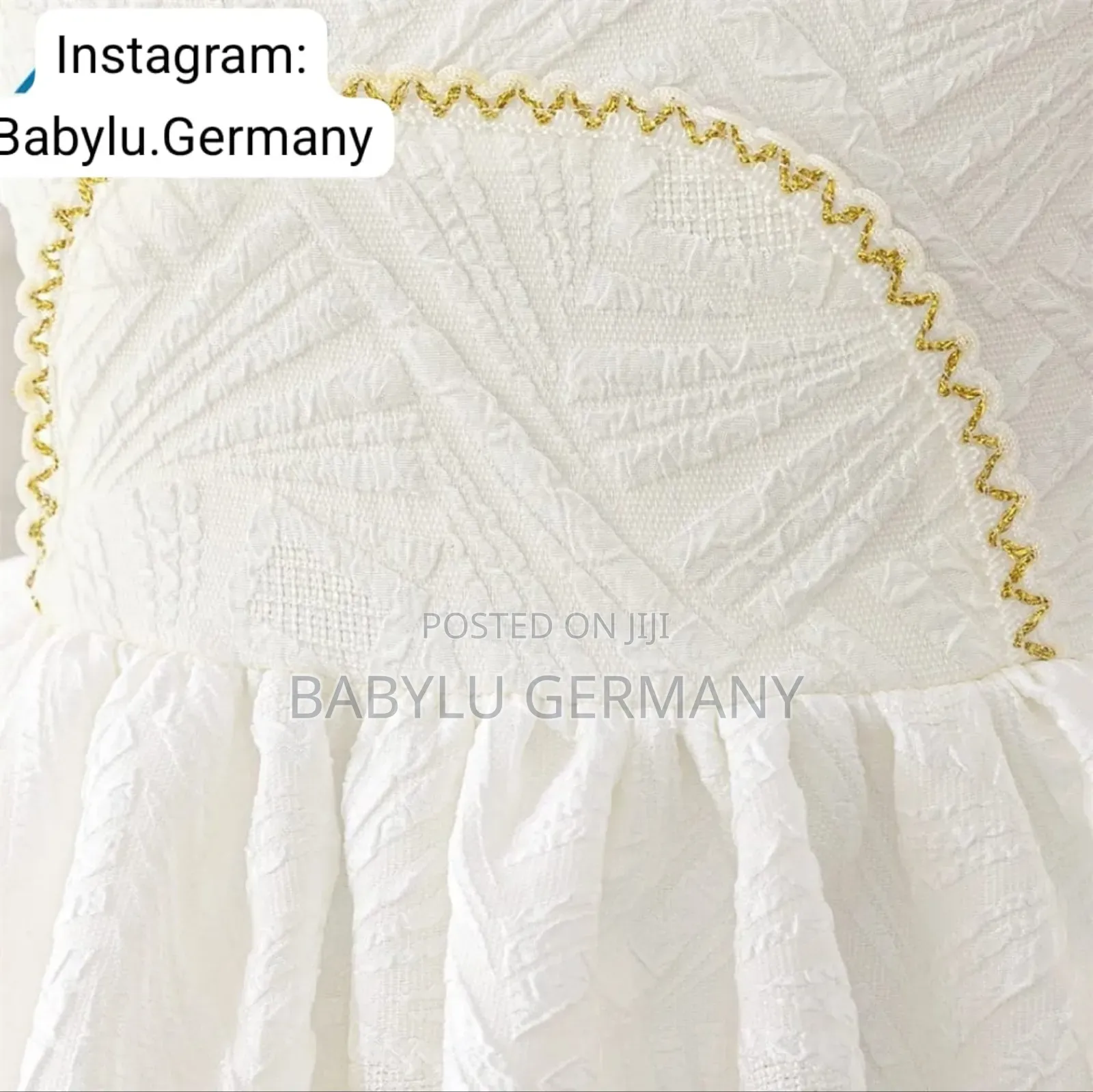 White Girl's Dress With Gold Pattern