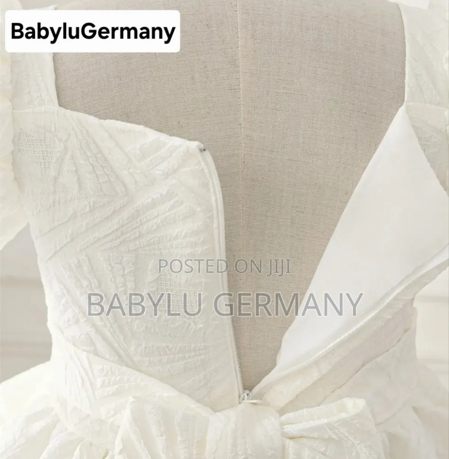 White Girl's Dress With Gold Pattern