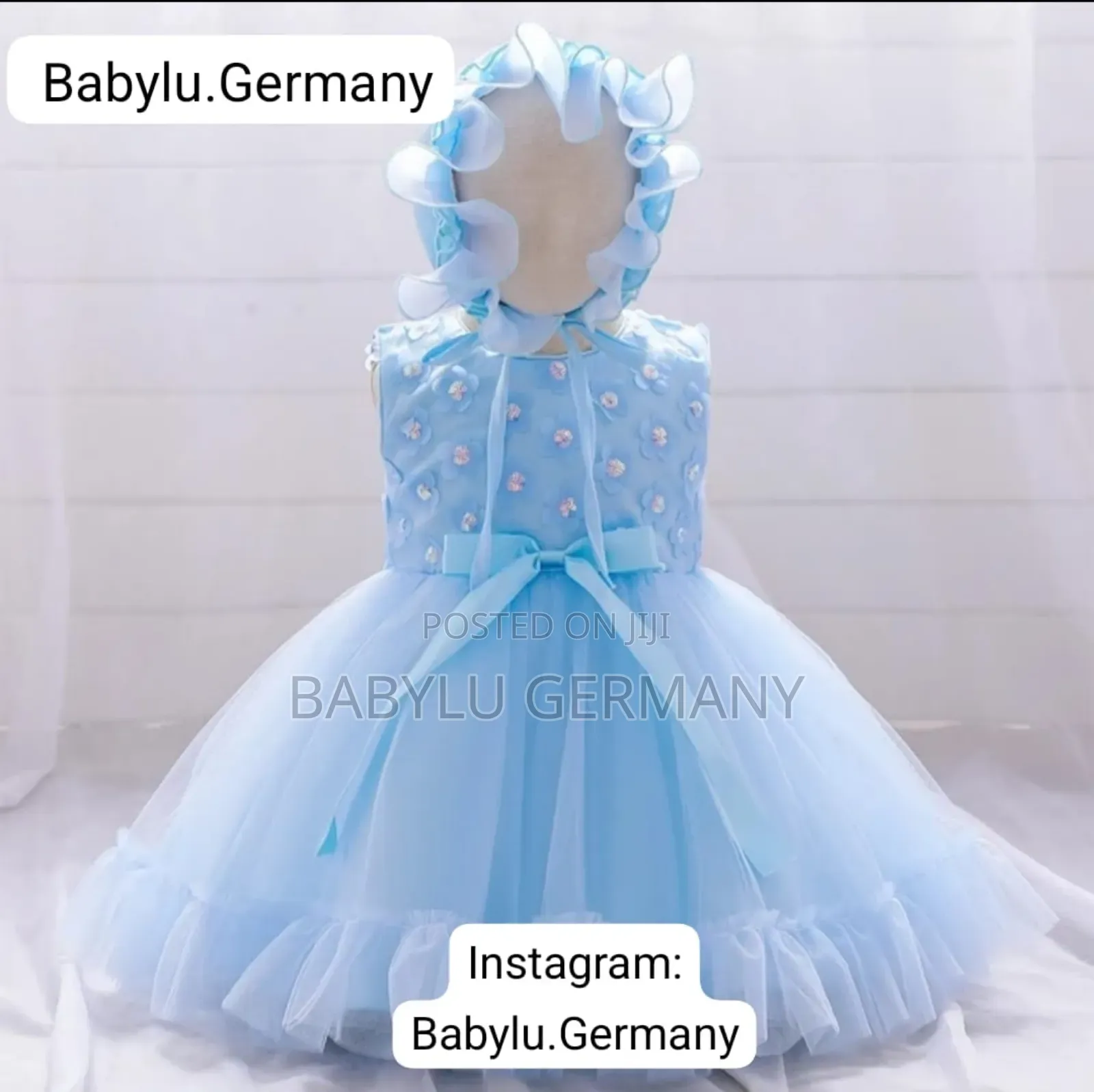 Blue Baby Girl's Dress With Hat