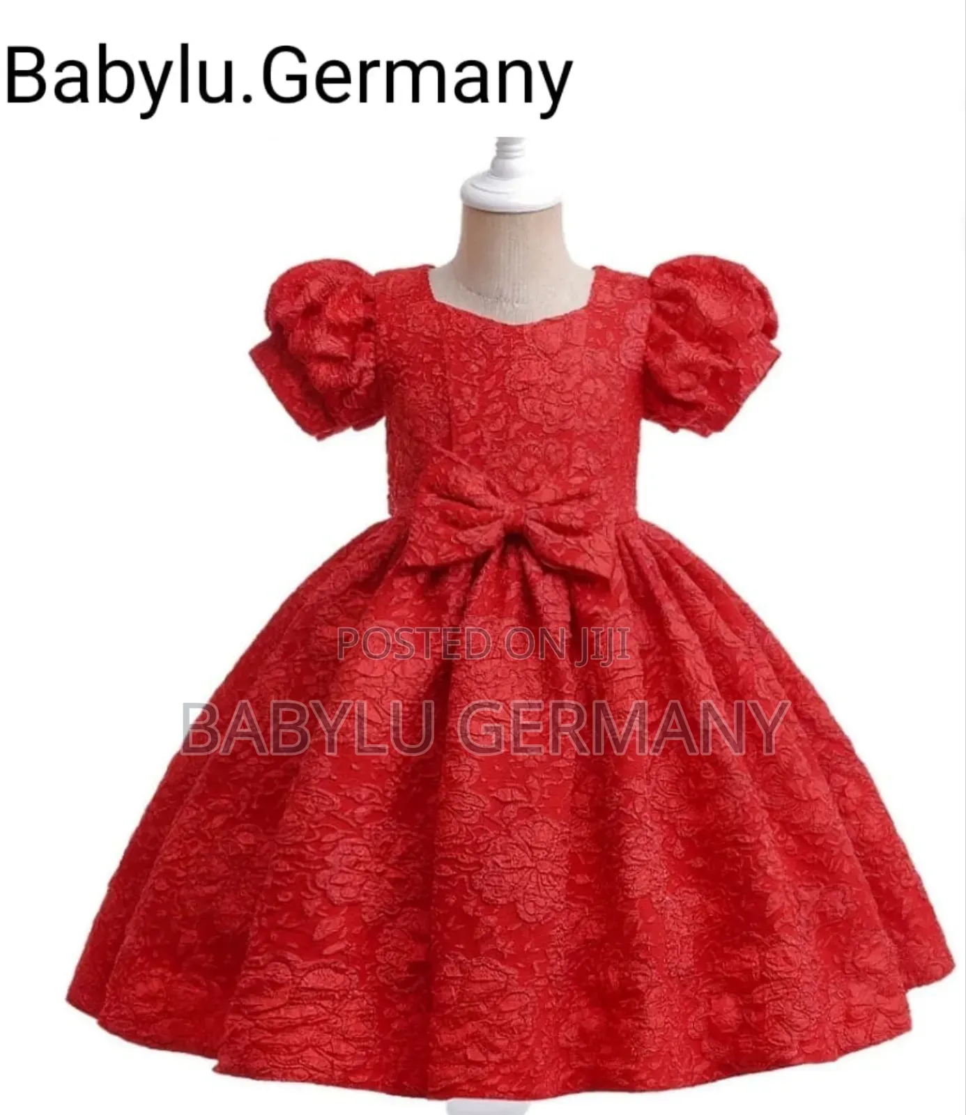 Red Jacquard Princess Ballgown or Dress With Bow for Girls