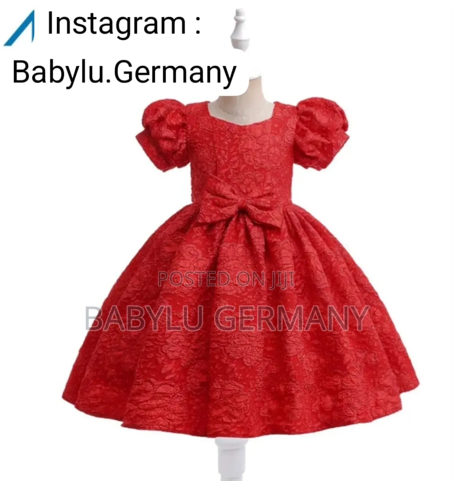 Red Jacquard Princess Ballgown or Dress With Bow for Girls