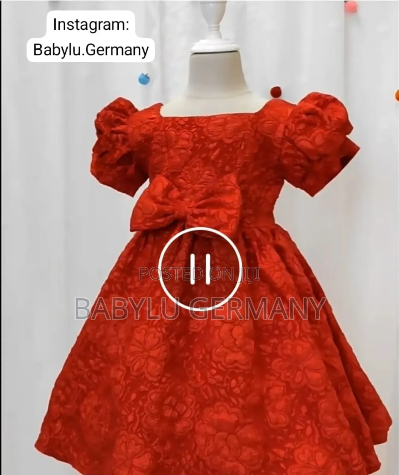 Red Jacquard Princess Ballgown or Dress With Bow for Girls