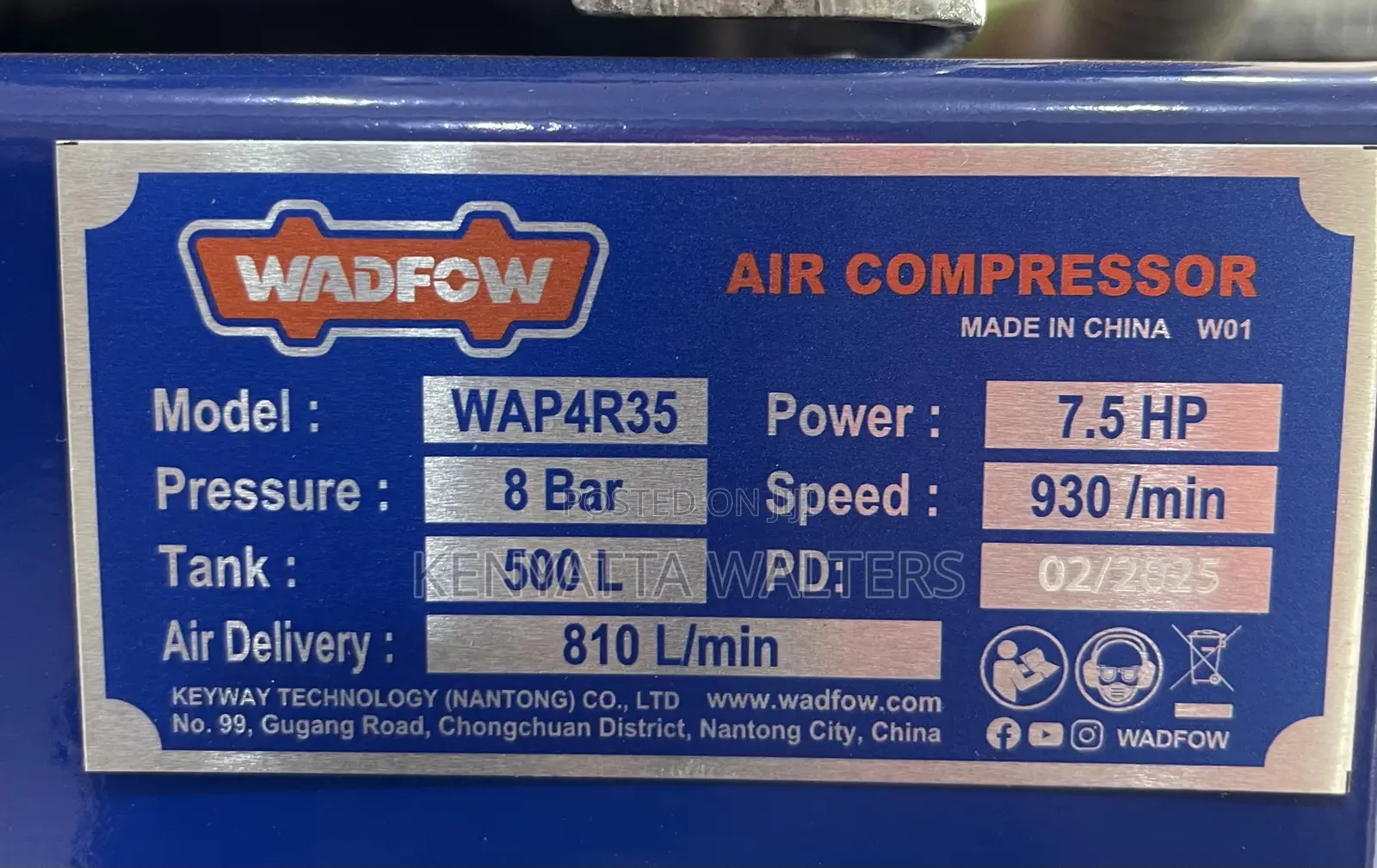 Wadfow Auto Electric 500l 7.5hp Air Compressor