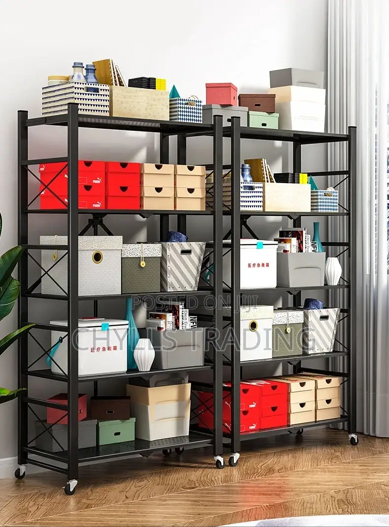 5tier Foldable Storage Rack With Wheels