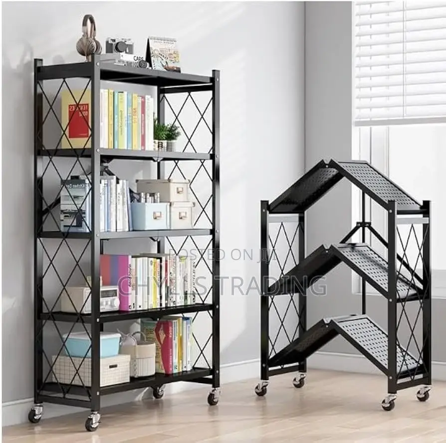 5tier Foldable Storage Rack With Wheels