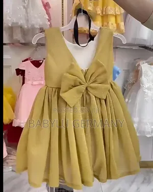 Gold Princess Dress / Ballgown With Bow At Back For Girls