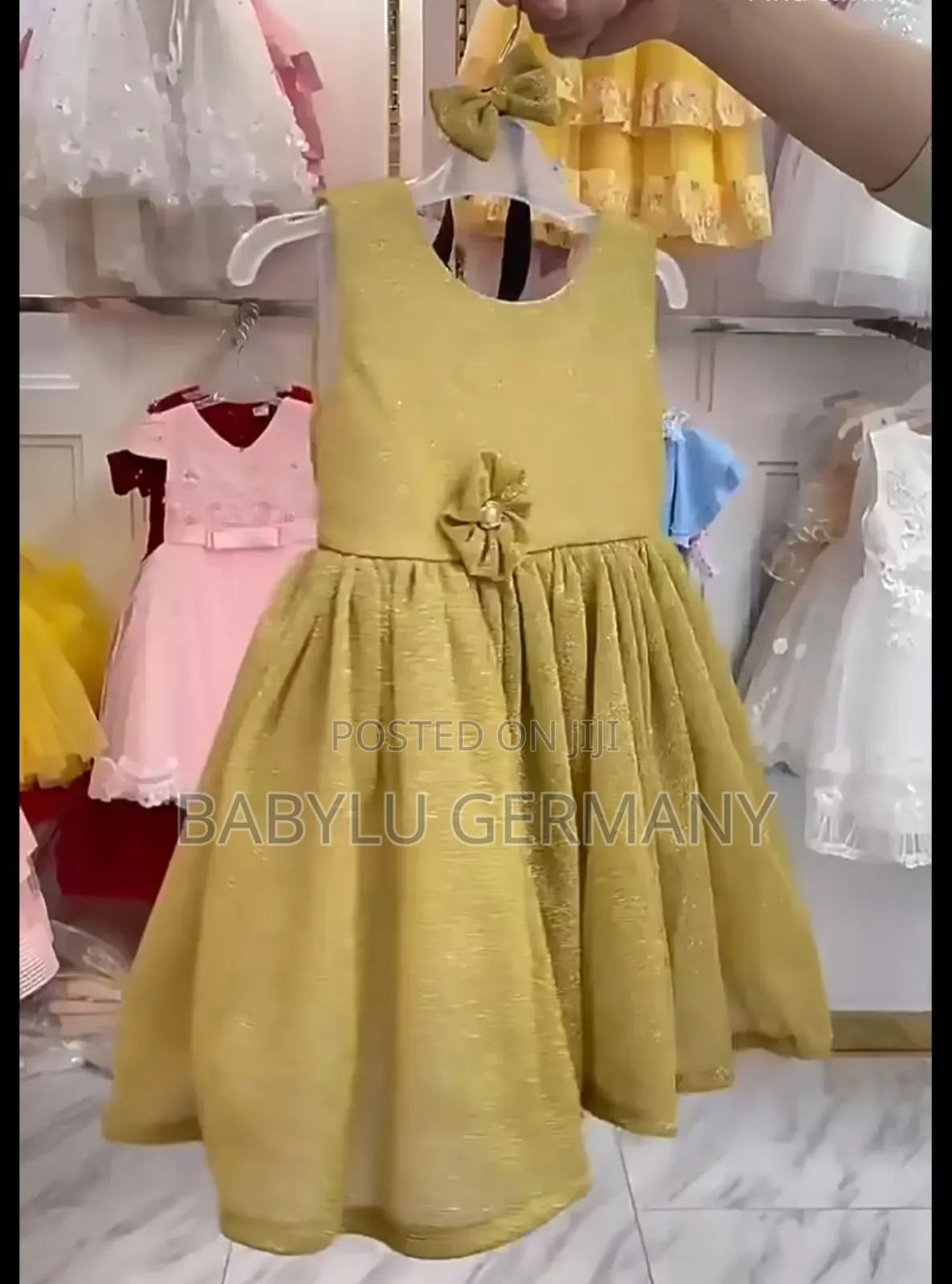 Gold Princess Dress / Ballgown With Bow At Back For Girls