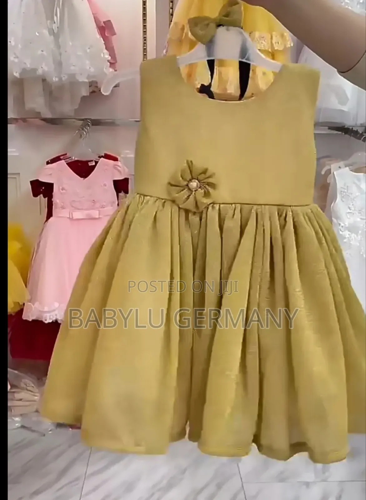 Gold Princess Dress / Ballgown With Bow At Back For Girls
