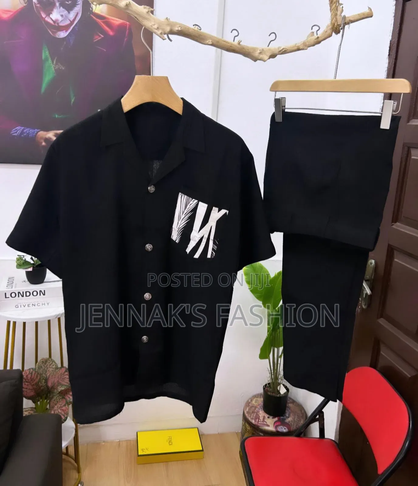 Black Top and Bottom Men's Wear