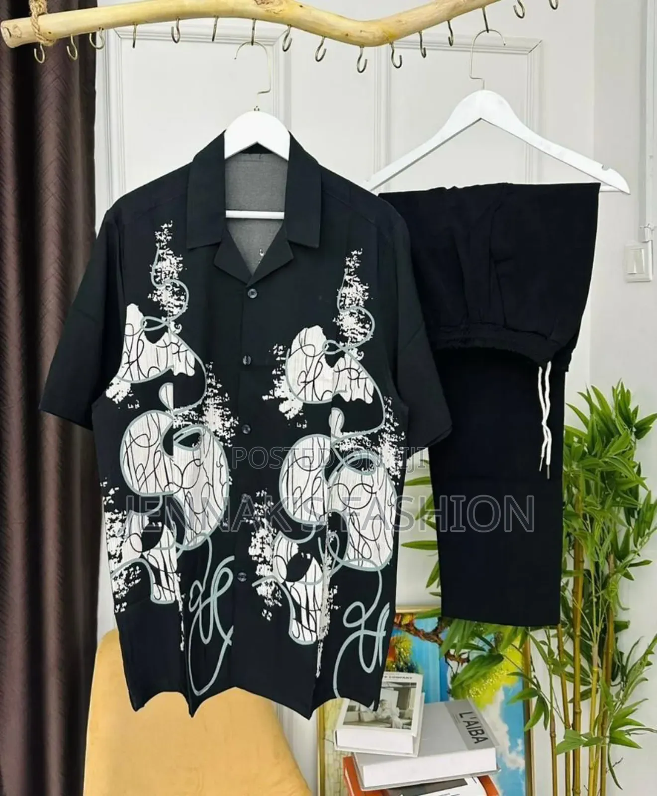 Black Top and Bottom Men's Wear