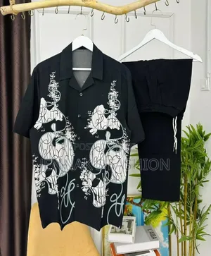 Black Top and Bottom Men's Wear