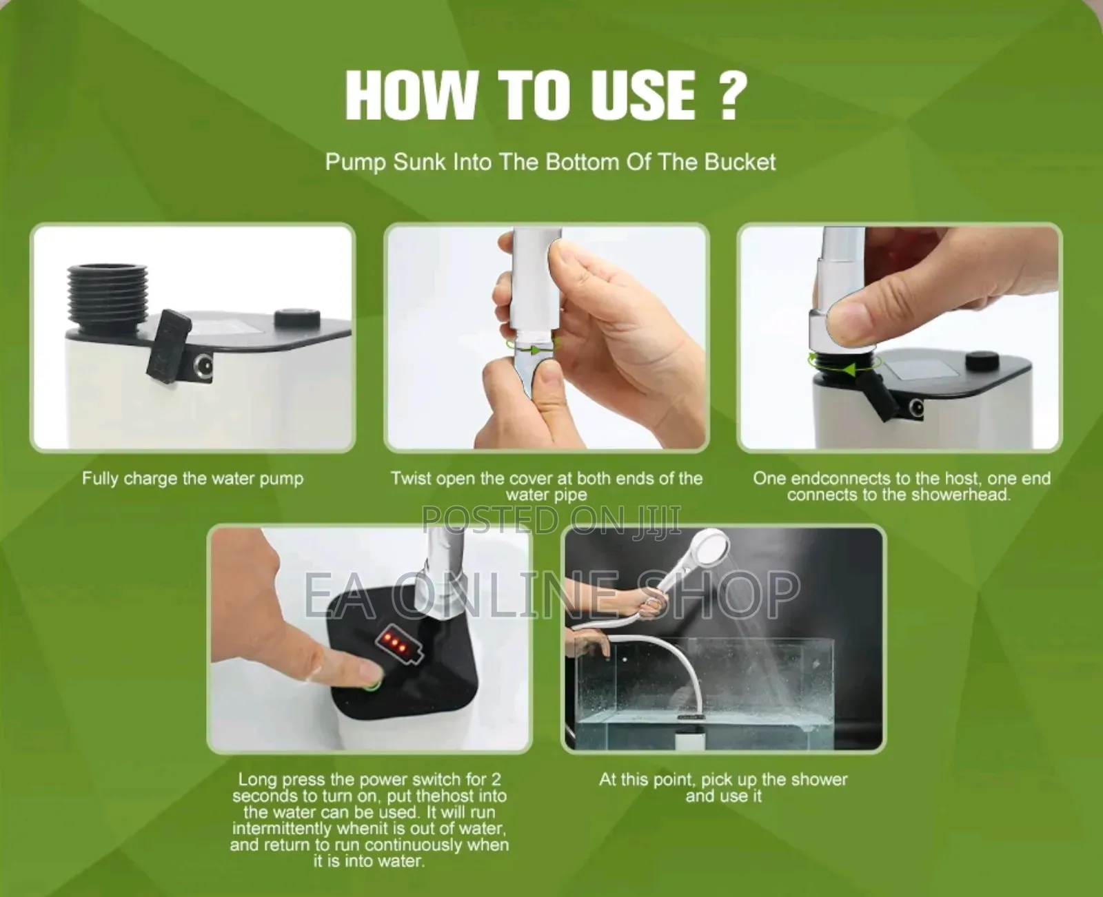 Potable Rechargeable Shower for Bathing, Car Washing Etc