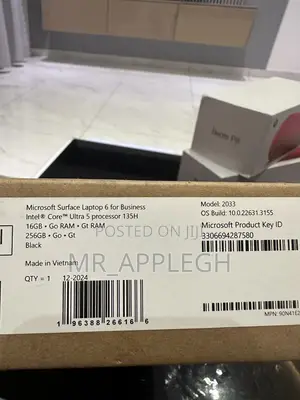 New Laptop Microsoft Surface Laptop 6 16GB Intel Core Ultra 5 SSD 256GB