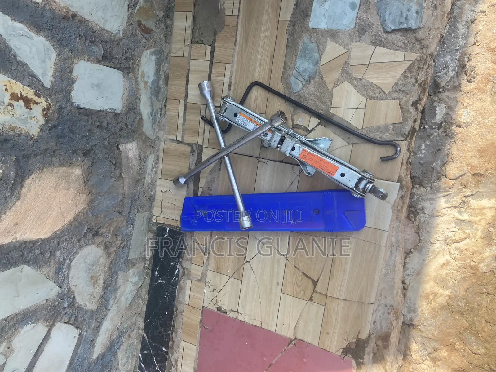 Car Jack , Warning Triangle and Wheel Spanner