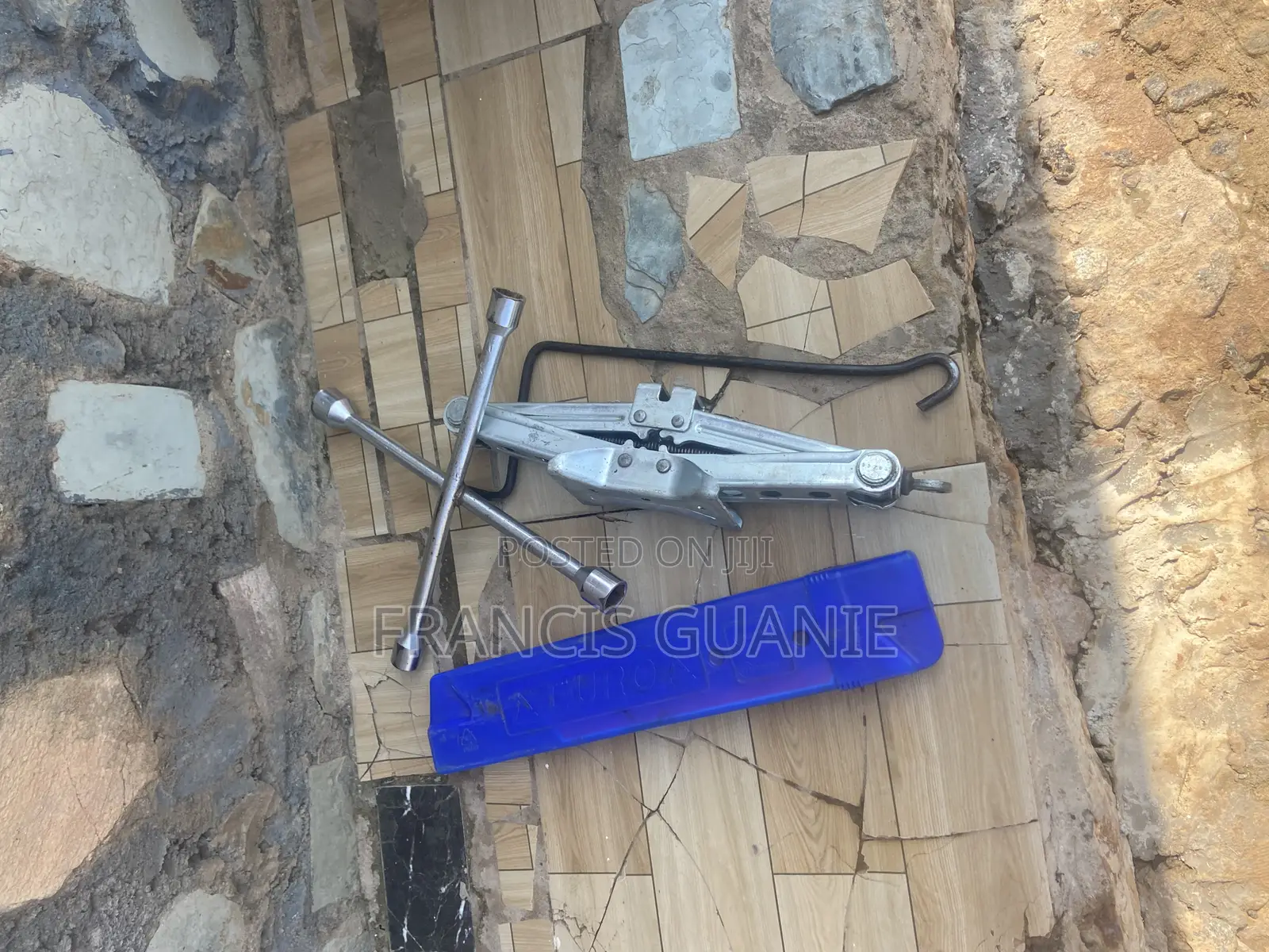 Car Jack , Warning Triangle and Wheel Spanner