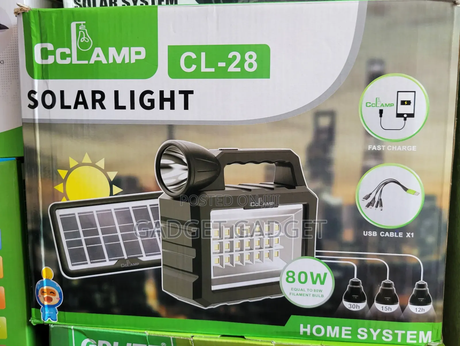 Cclamp Portable Solar Lighting Lamp System 80w