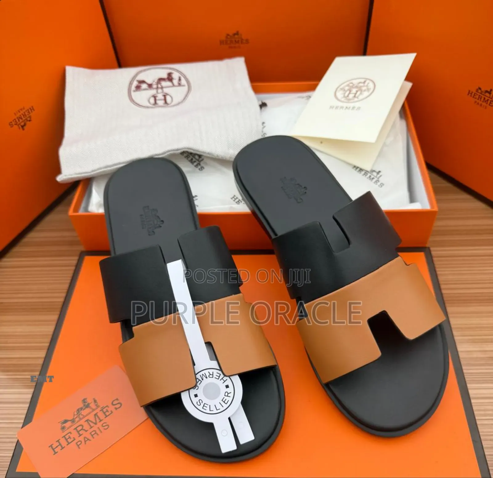 Classic Hermes Men's Luxury Slides With Woven Leather