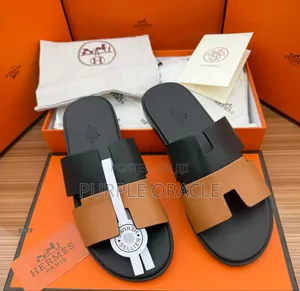 Classic Hermes Men's Luxury Slides With Woven Leather