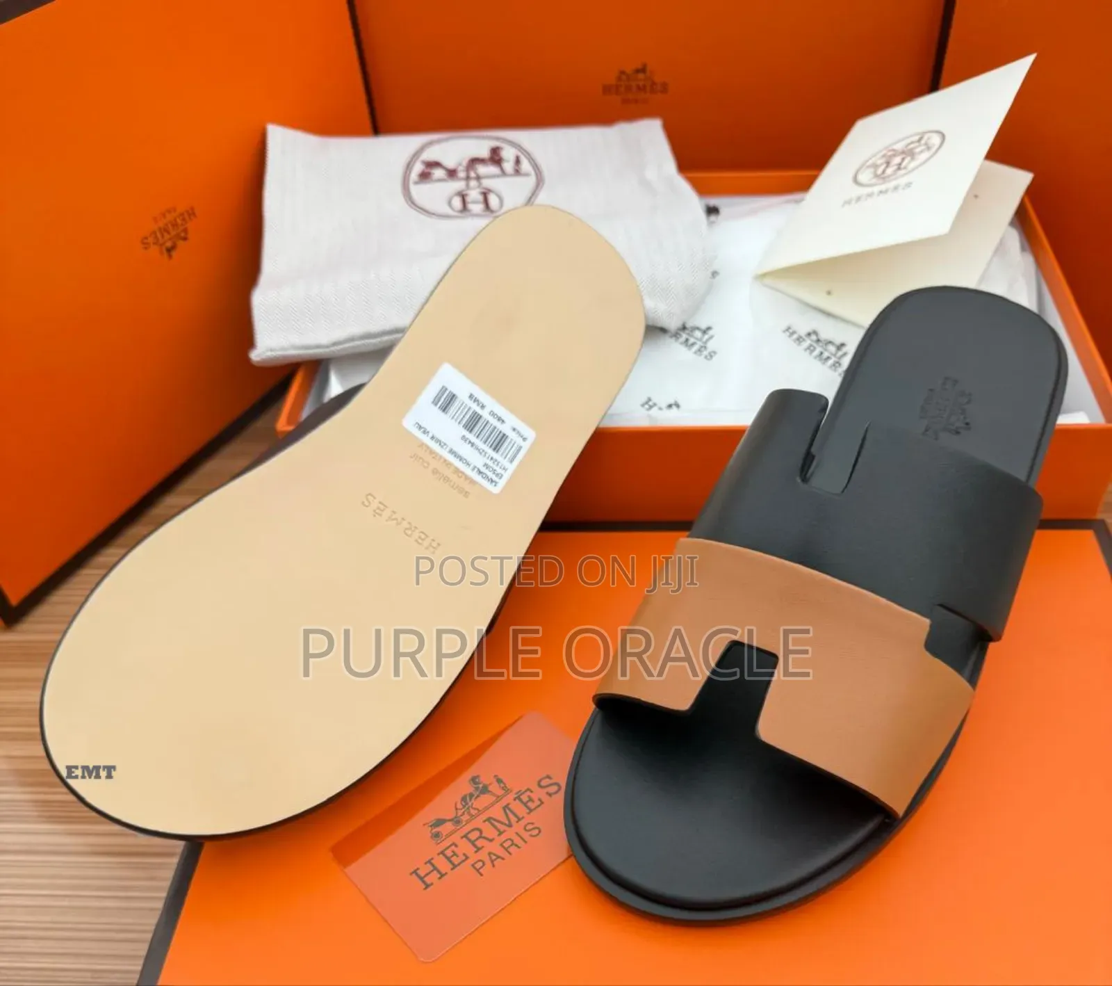 Classic Hermes Men's Luxury Slides With Woven Leather