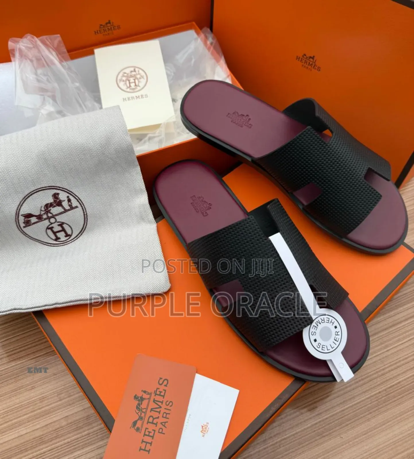 Classic Hermes Men's Luxury Slides With Woven Leather