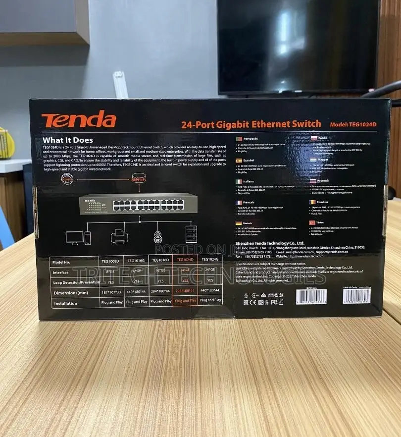 Tenda 24port Gigabit Unmanaged Switch Teg1024d