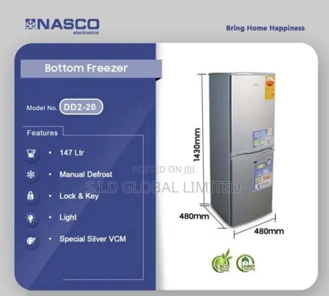 Nasco Dd2-20 Stainless Steel Bottom Mount Freezer Fridge