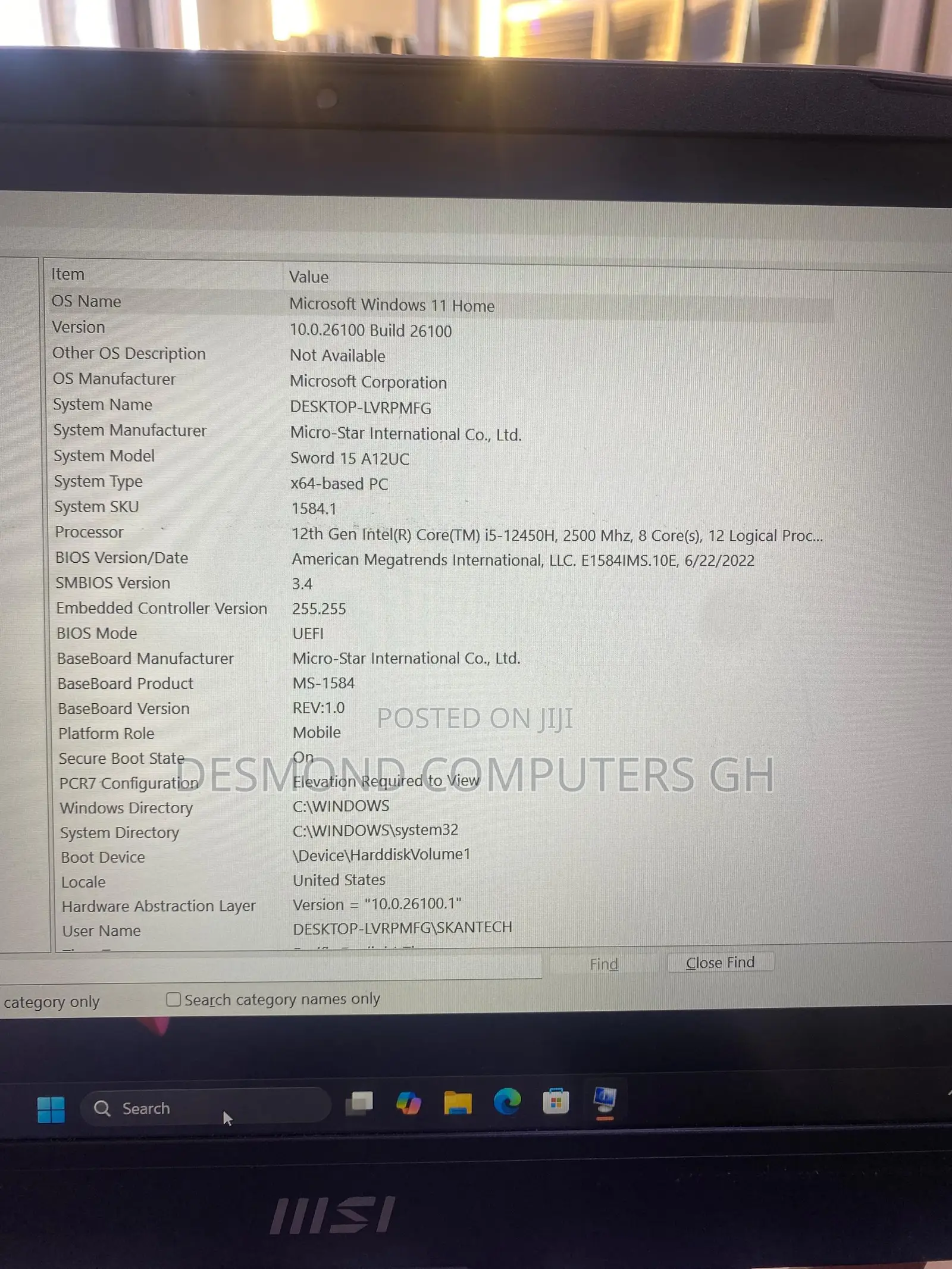 Laptop MSI MSI Sword 15 16GB Intel Core I5 SSD 512GB