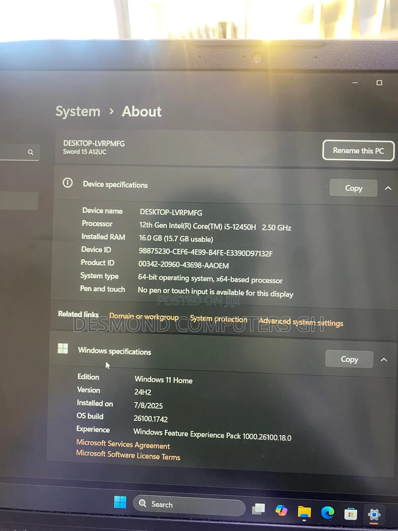 Laptop MSI MSI Sword 15 16GB Intel Core I5 SSD 512GB