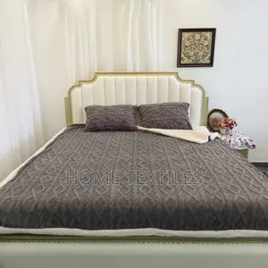 Dark Grey Sherpa and Reversible Blanket and 2 Pillowcases