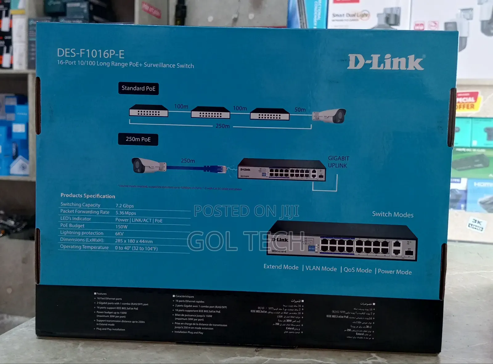 Dlink 16port Long Range Poe Surveillance Switch Des-F1016p-E