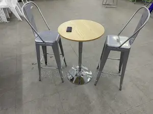 Bar Table(Adjustable ) With Two(2) Metallic Bar Stools