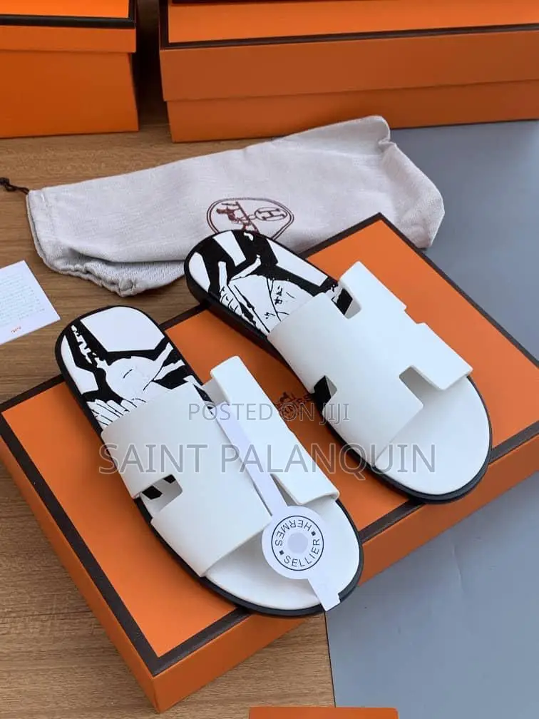 White Hermes Slippers