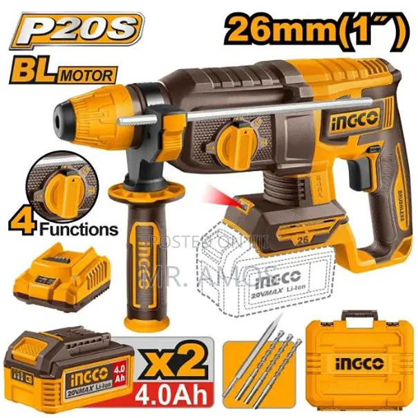 Heavy Duty Cordless Rotary Hammer + 2x 4.0ah Battery - Crhli202682