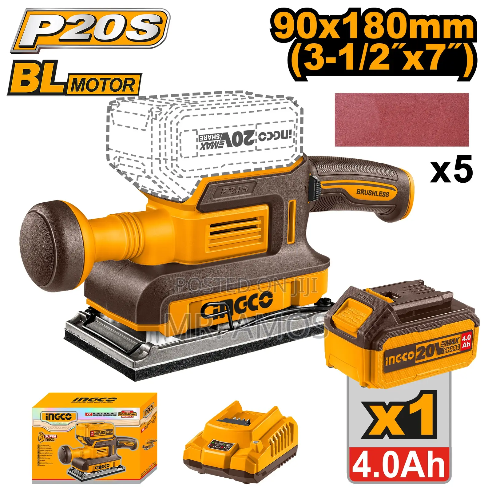Bl Finishing Sander 90x180mm 1x 4.0ah+Charger - Cfsli20311
