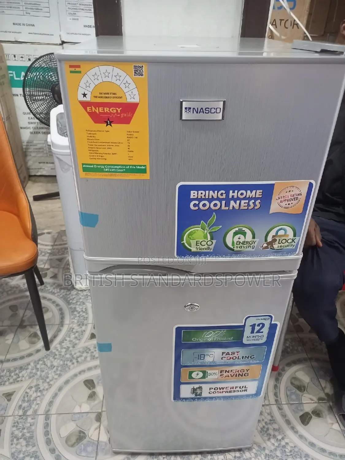 108 Liters Eco Friendly Top Freezer Nasco 4 Shelves Fridge