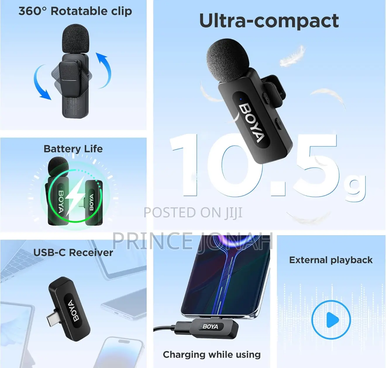 Boya by-V10 Microphone Wireless for iPhone 15/16, Android