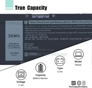 Laptop Battery F62g0 Dell Inspiron 13 5370, 7370, 7373, 7380