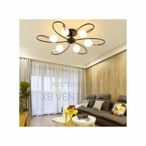 Six Head Black Gold Ceiling Light With Light Source