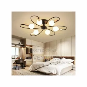 Six Head Black Gold Ceiling Light With Light Source