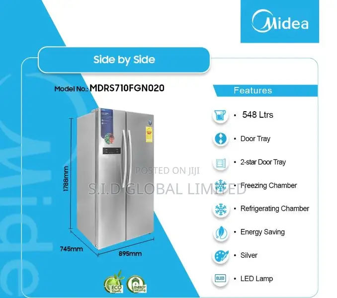 Midea 548ltrs Led Display Top Freezer Fridge