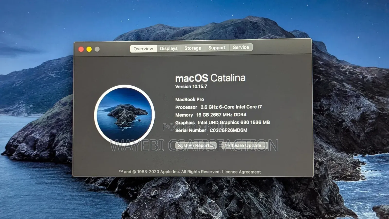 Laptop Apple MacBook Pro 2019 16GB Intel Core i7 SSD 512GB