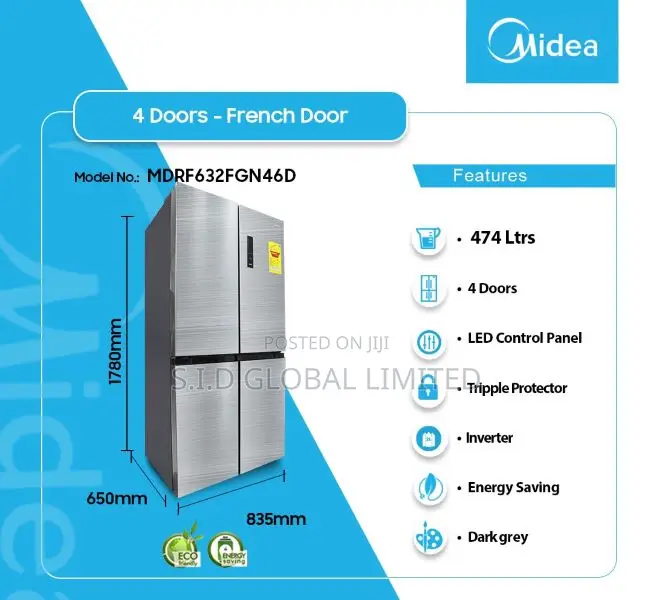 Midea 474ltrs French Door Inverter Refrigerator