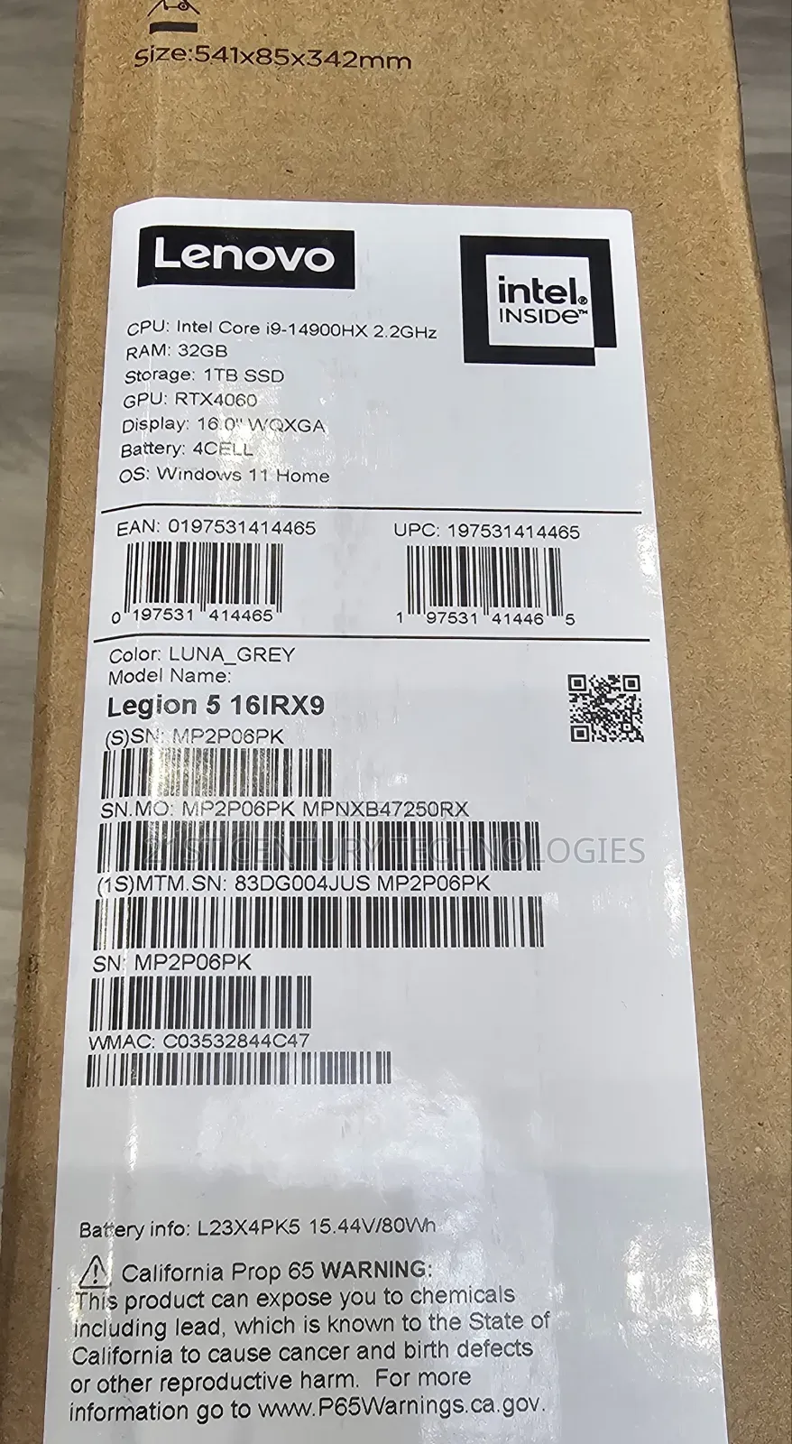 New Laptop Lenovo Legion 5i 32GB Intel Core I9 SSD 1T