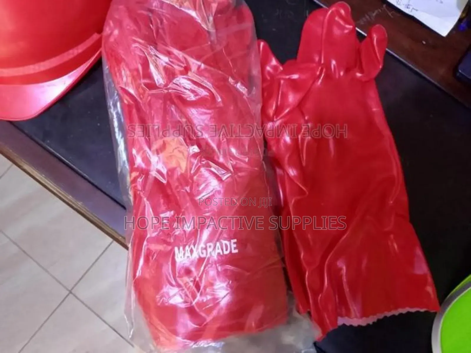 Pvc Red Gloves.