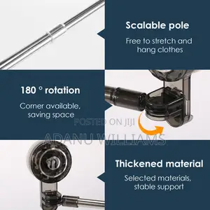 Rotatable And Extendable Towel Rack With Suction Cup Hooks