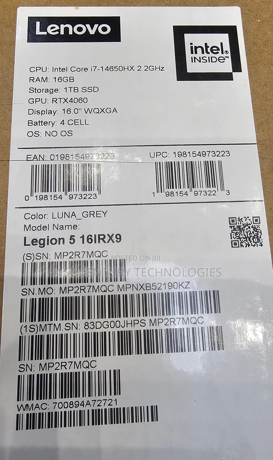 New Laptop Lenovo Legion 5i 16GB Intel Core i7 SSD 1T