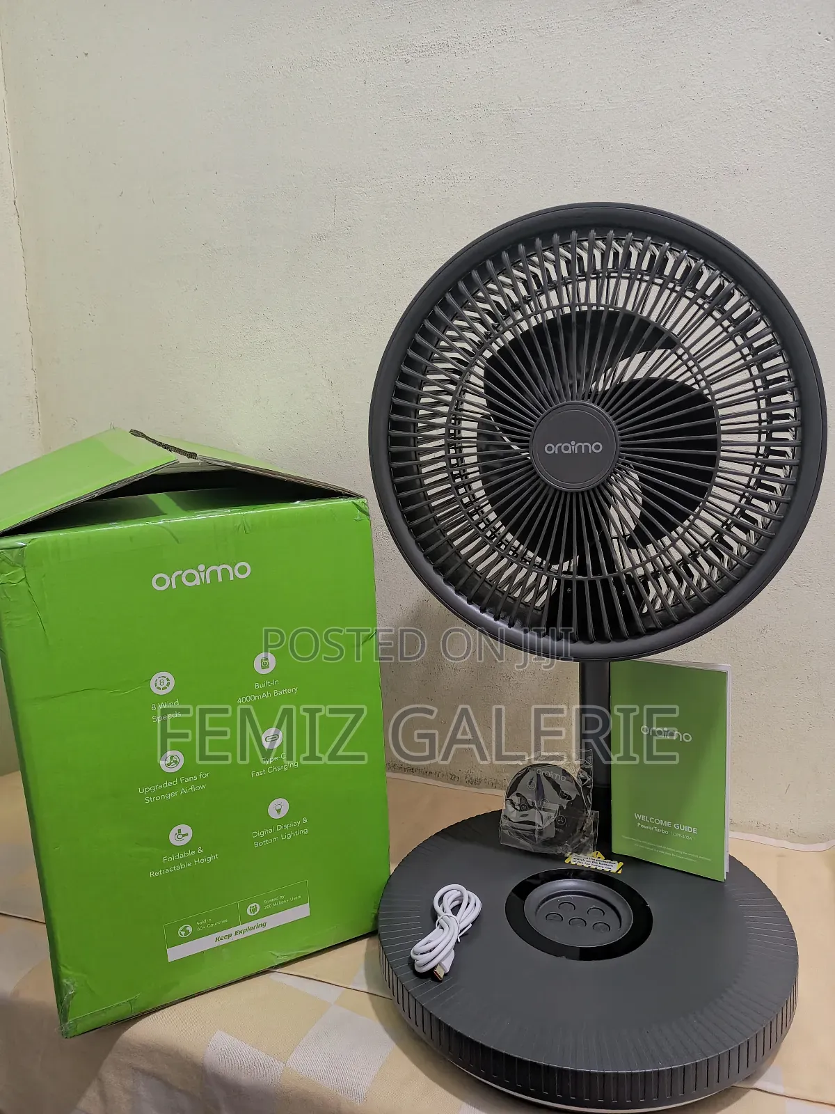 Oraimo Power Turbo 4000mah Portable Folding Fan
