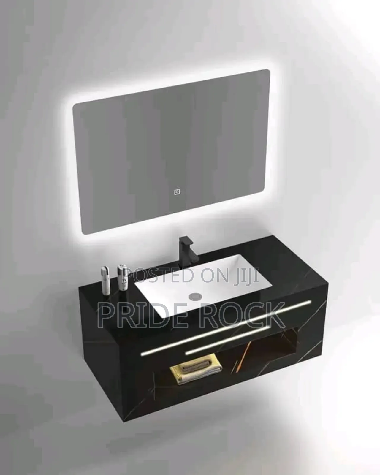 Cabinet Basin Black, Vanity Basin With Led Mirror
